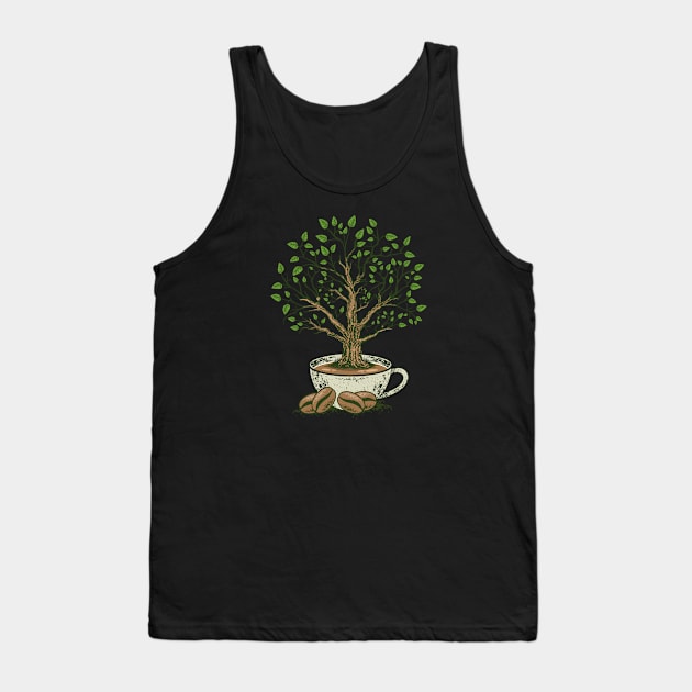 Tree of Coffee Art Drawing Illustration Tank Top by michony